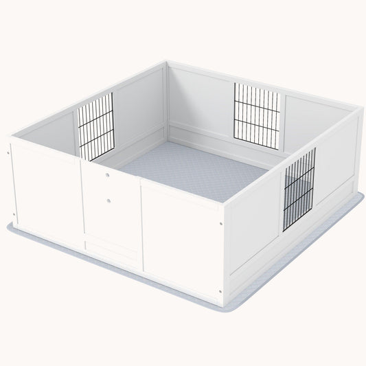 Dog Whelping Box with Washable Pee Pad Adjustable Door, for Large Dogs, 49" x 47" x 19"