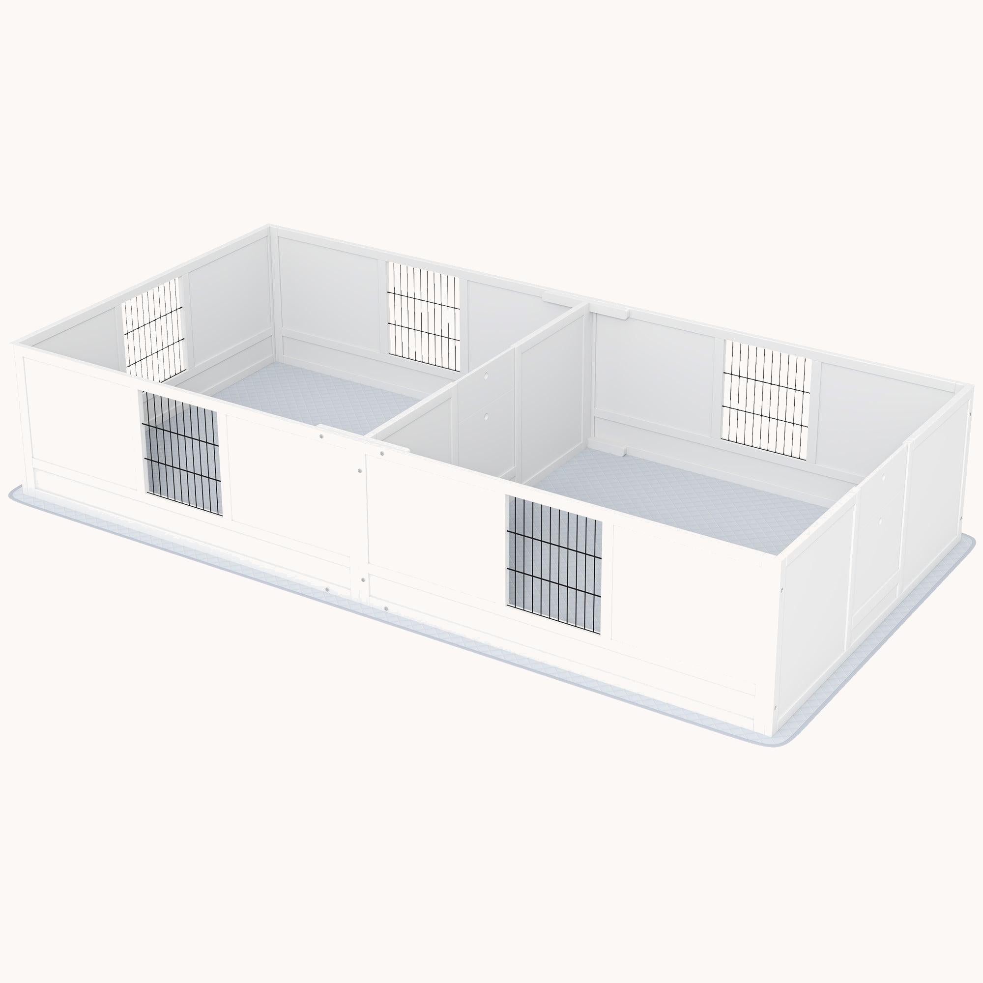 Dog Whelping Box with Two Rooms, Adjustable Door, for Large Breed Dogs, 96" x 47" x 19"