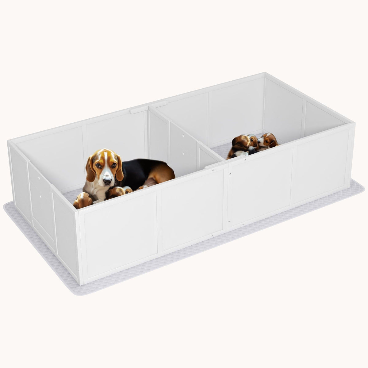 Dog Whelping Box with Washable Pee Pad for Medium and Small Dogs, 77" x 38" x 19", White