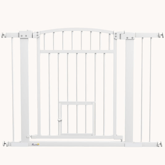 Extra Wide Walk Through Pet Gate Indoor with Cat Door for Stairs, Doorway, 30" High