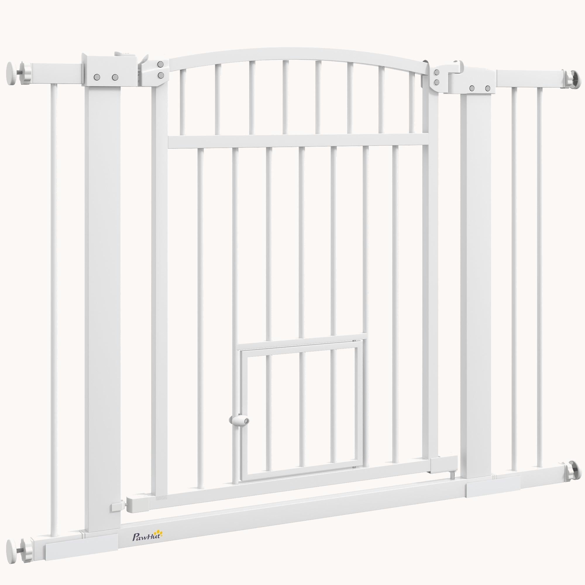 Extra Wide Walk Through Pet Gate Indoor with Cat Door for Stairs, Doorway, 30" High