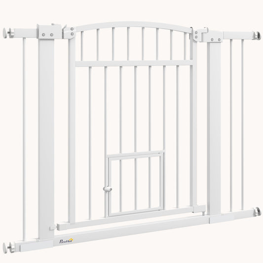 Extra Wide Walk Through Pet Gate Indoor with Cat Door for Stairs, Doorway, 30" High