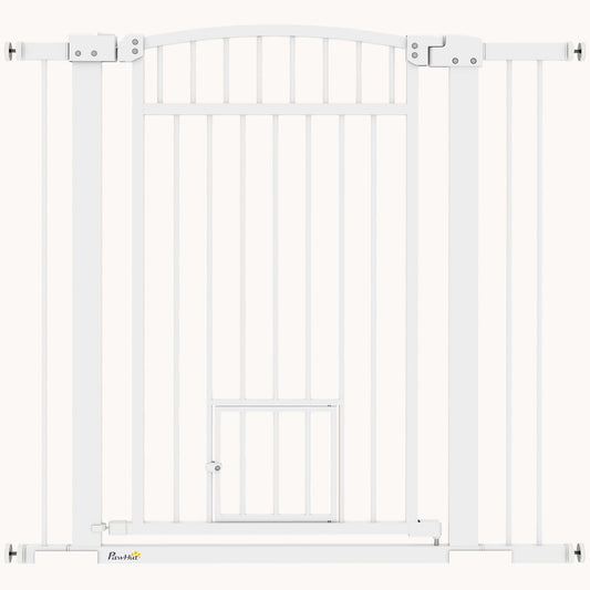 Extra Wide Walk Through Pet Gate Indoor with Cat Door for Stairs, Doorway, 37" High