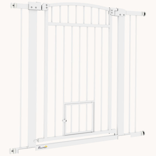 Extra Wide Walk Through Pet Gate Indoor with Cat Door for Stairs, Doorway, 37" High