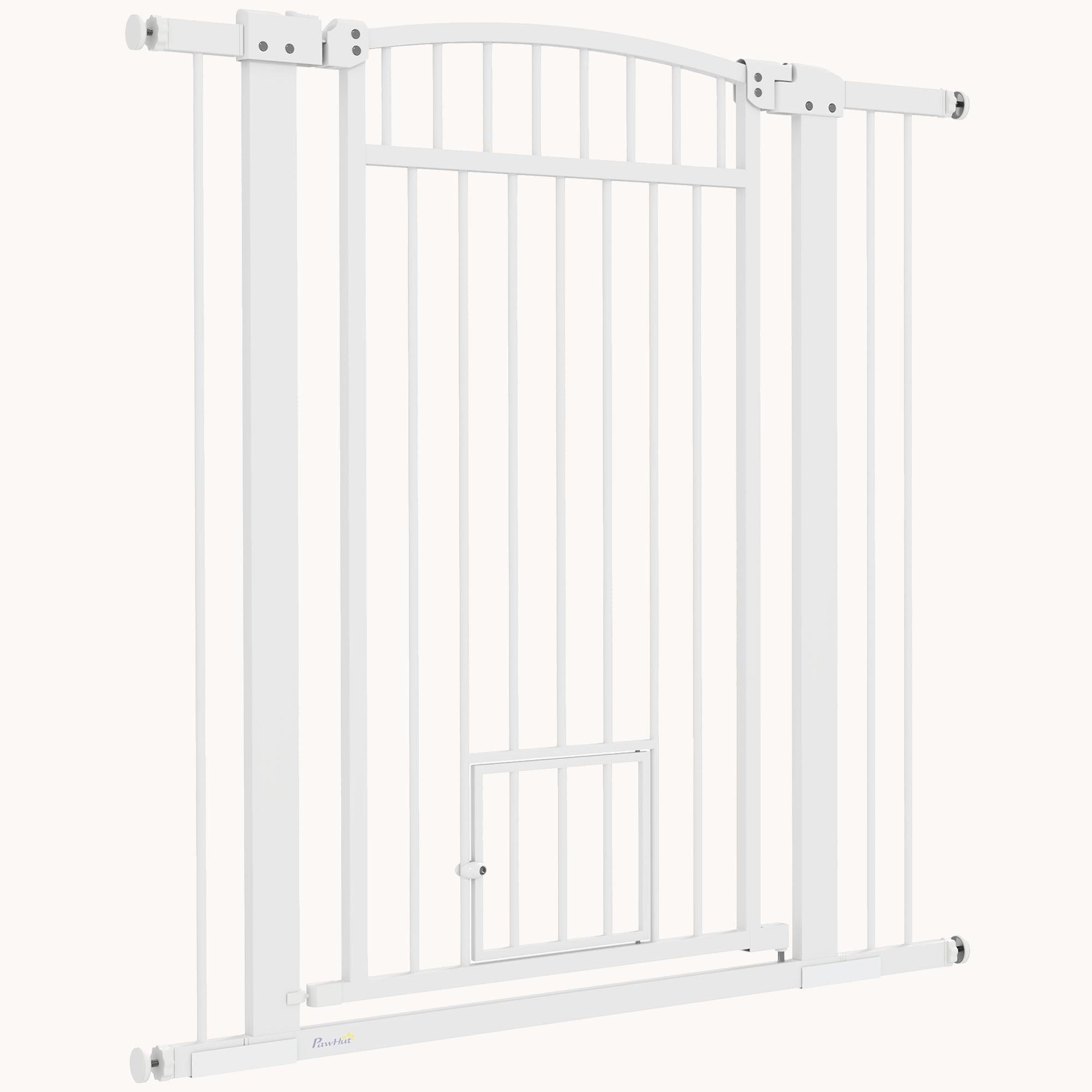Extra Wide Walk Through Pet Gate Indoor with Cat Door for Stairs, Doorway, 42" High