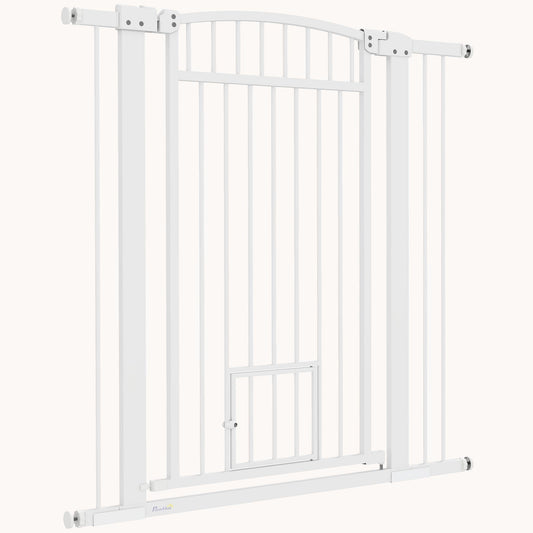 Extra Wide Walk Through Pet Gate Indoor with Cat Door for Stairs, Doorway, 42" High