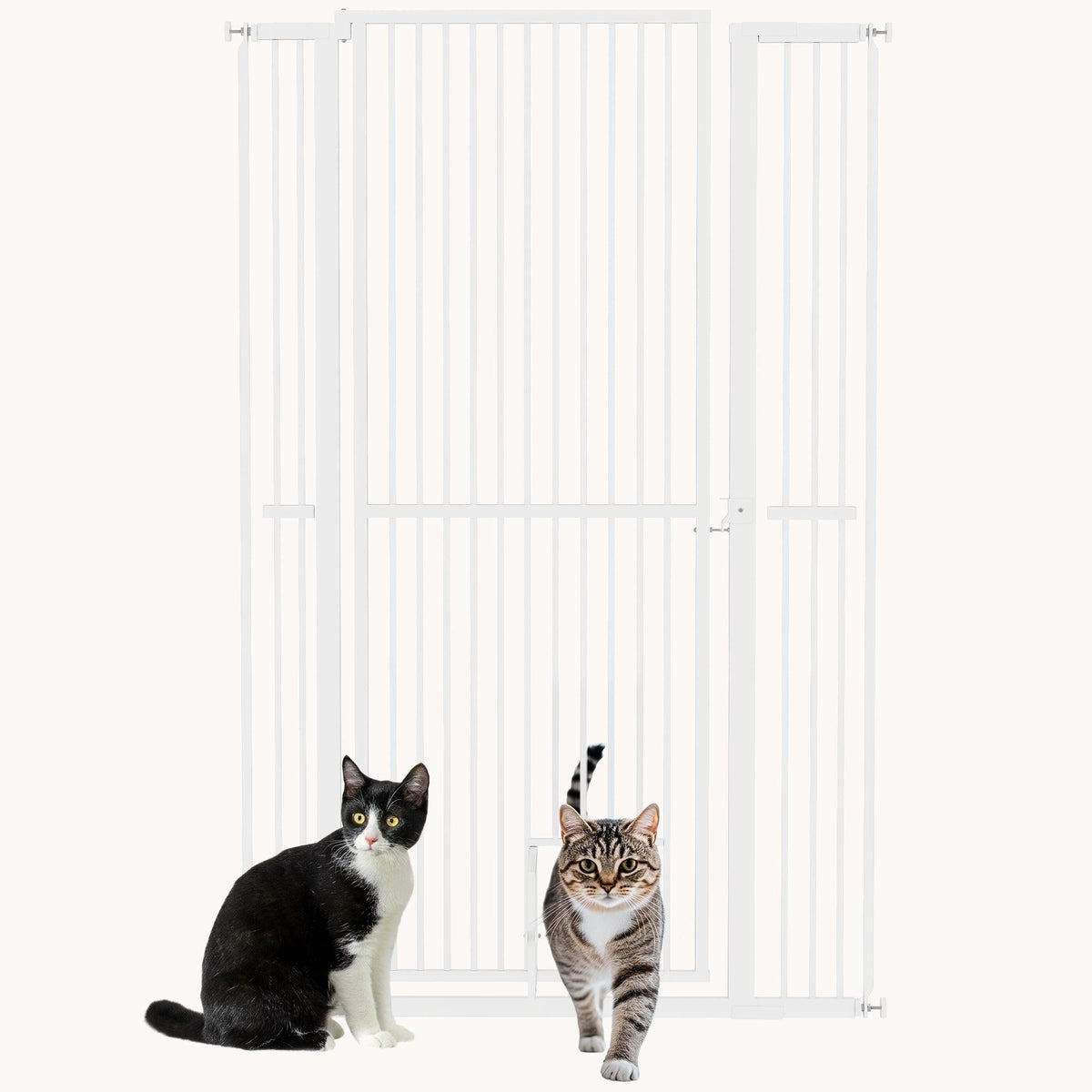 59" Extra Tall Walk-Through Pet Gate with Small Cat Door, for Doorway, Hallway