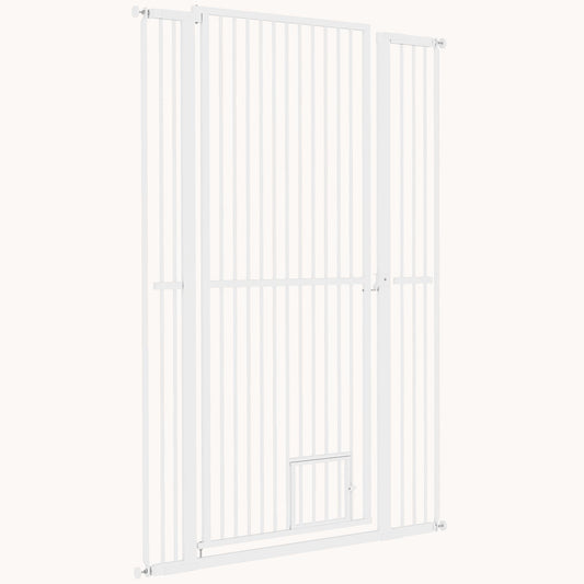 59" Extra Tall Walk-Through Pet Gate with Small Cat Door, for Doorway, Hallway