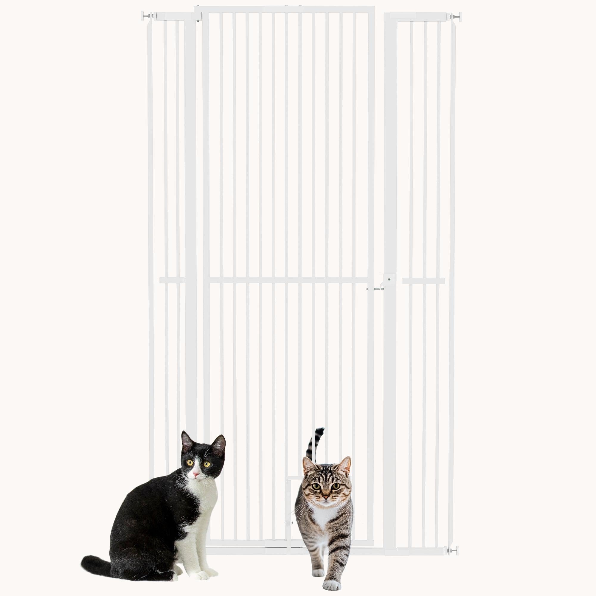 67" Extra Tall Walk-Through Pet Gate with Small Cat Door, for Doorway, Hallway