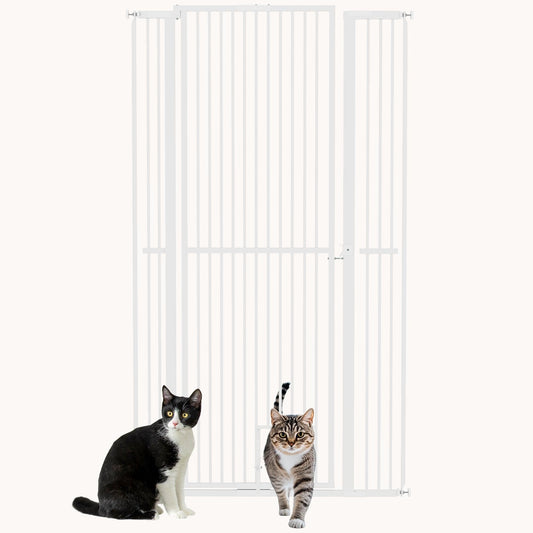 67" Extra Tall Walk-Through Pet Gate with Small Cat Door, for Doorway, Hallway