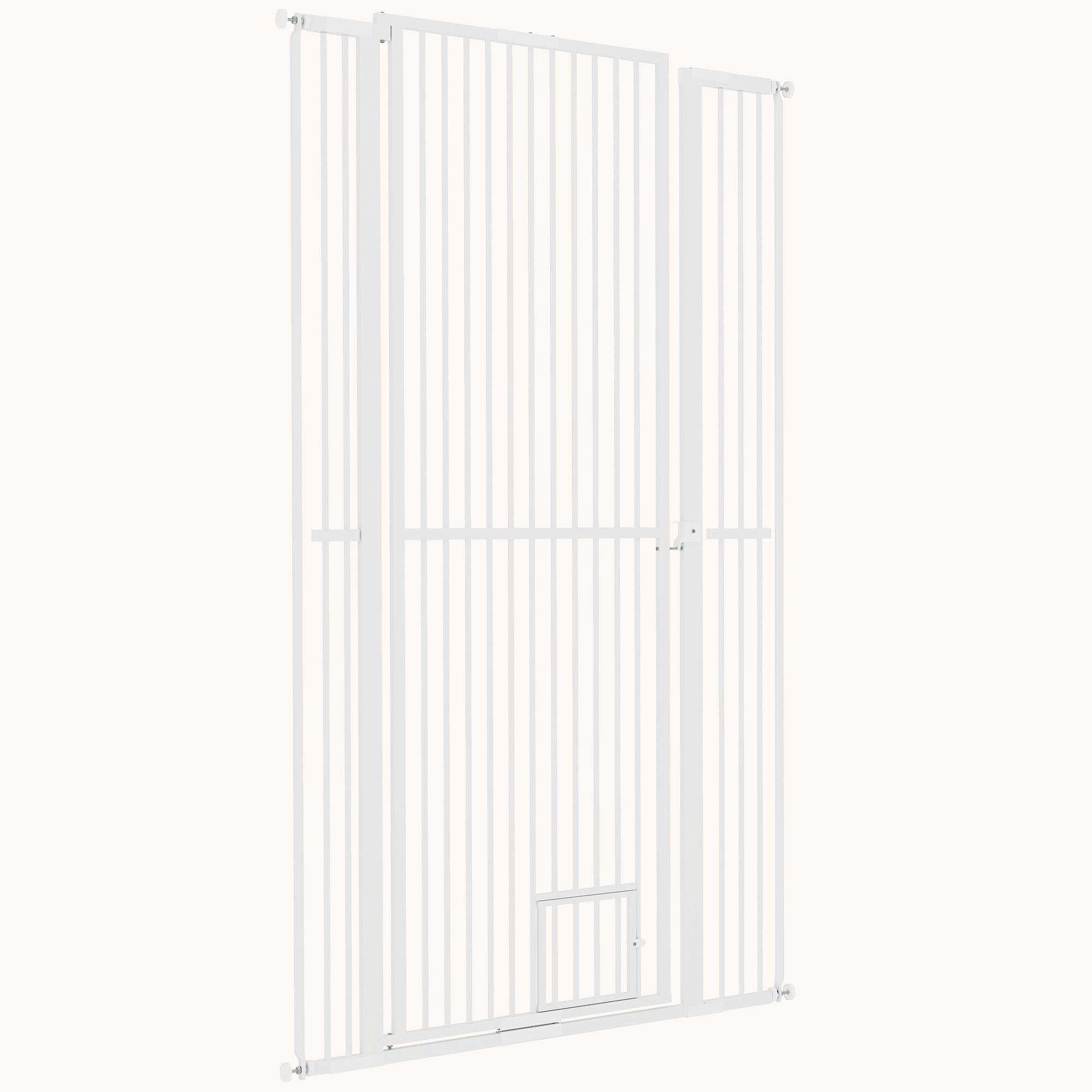 67" Extra Tall Walk-Through Pet Gate with Small Cat Door, for Doorway, Hallway
