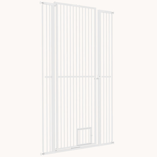 67" Extra Tall Walk-Through Pet Gate with Small Cat Door, for Doorway, Hallway
