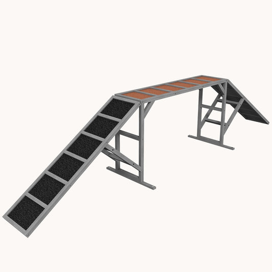 Pupstacle 128" Dog Agility Ramp with Non-Slip Surface Gray