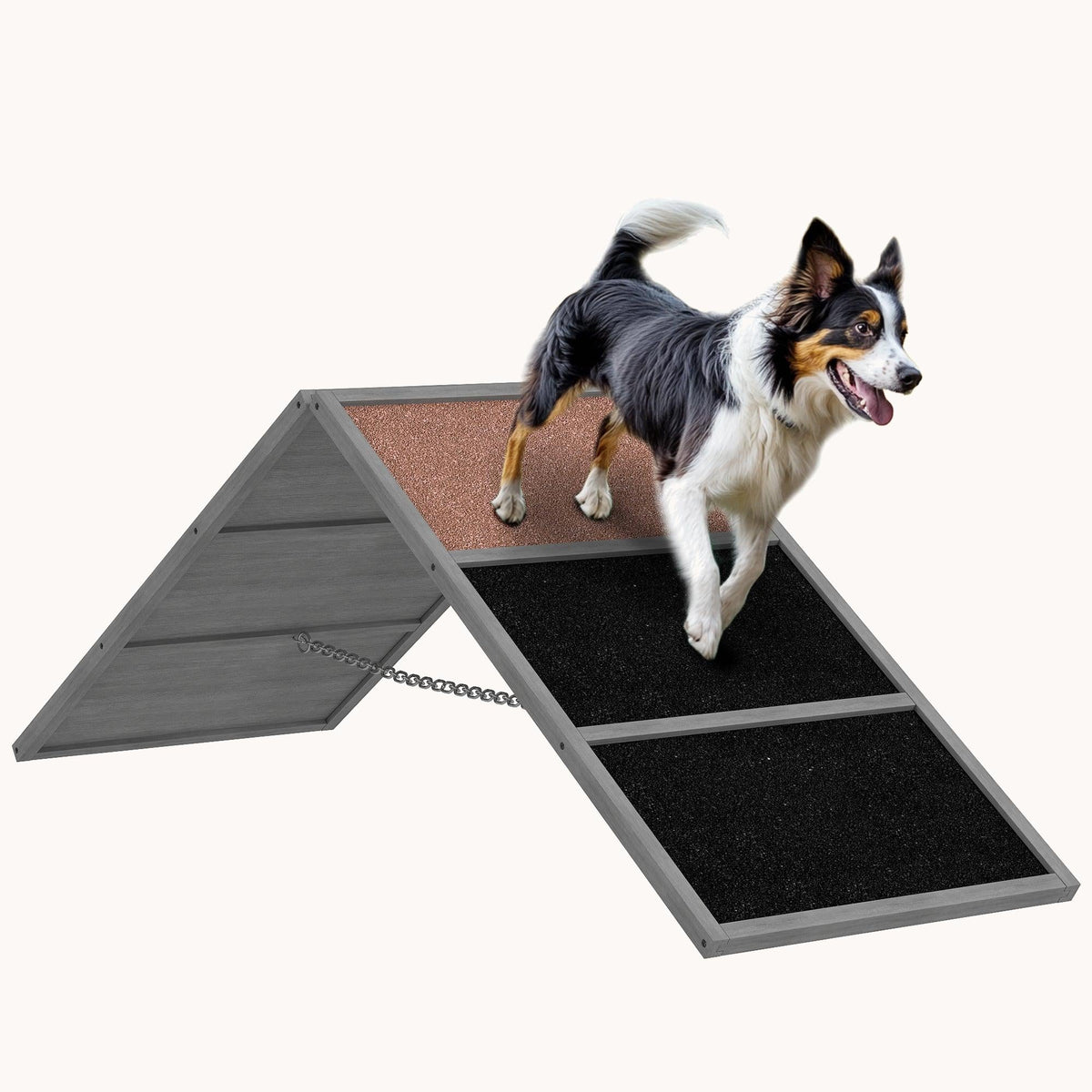Pupstacle A-Frame Dog Agility Ramp with Non-Slip Surface Gray
