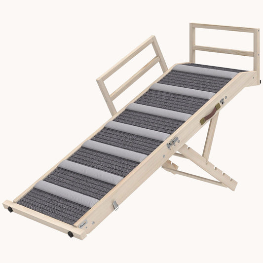 Wooden Folding Dog Ramp for Couch/Bed with 4 Adjustable Heights 15-19''