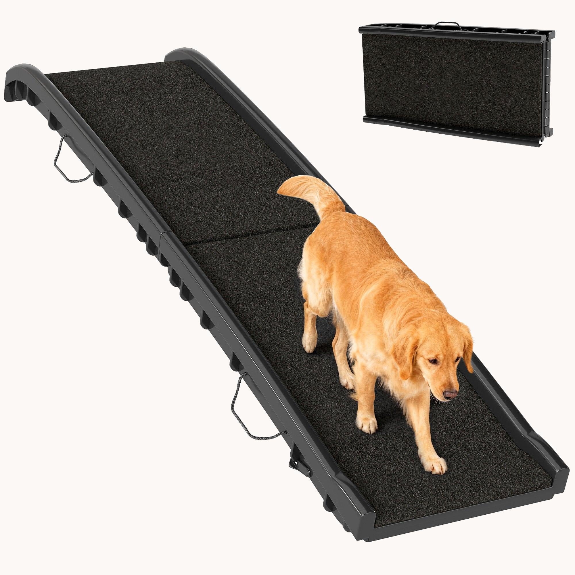 61-Inch Folding Pet Ramp with Anti-Slip Surface & Safety Rails