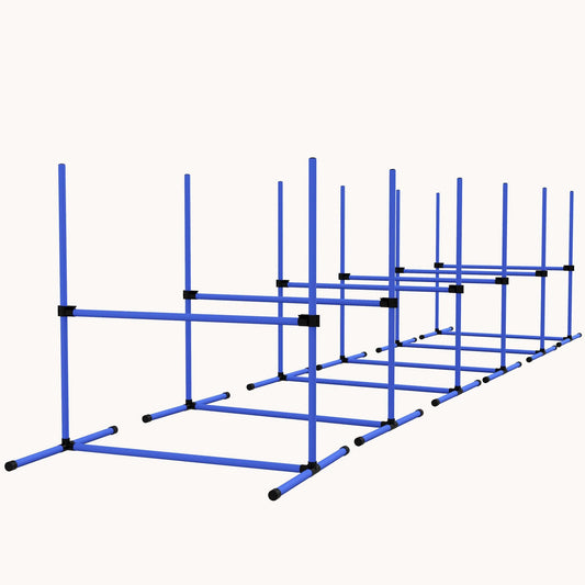 6-Piece Dog Agility Training Set with Adjustable Jump Bars, Displacing Top Bar & Carry Bag, Blue