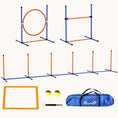 Load image into Gallery viewer, 4-Piece Dog Agility Set with Weave Poles, Adjustable Hurdle & Pause Box, Orange
