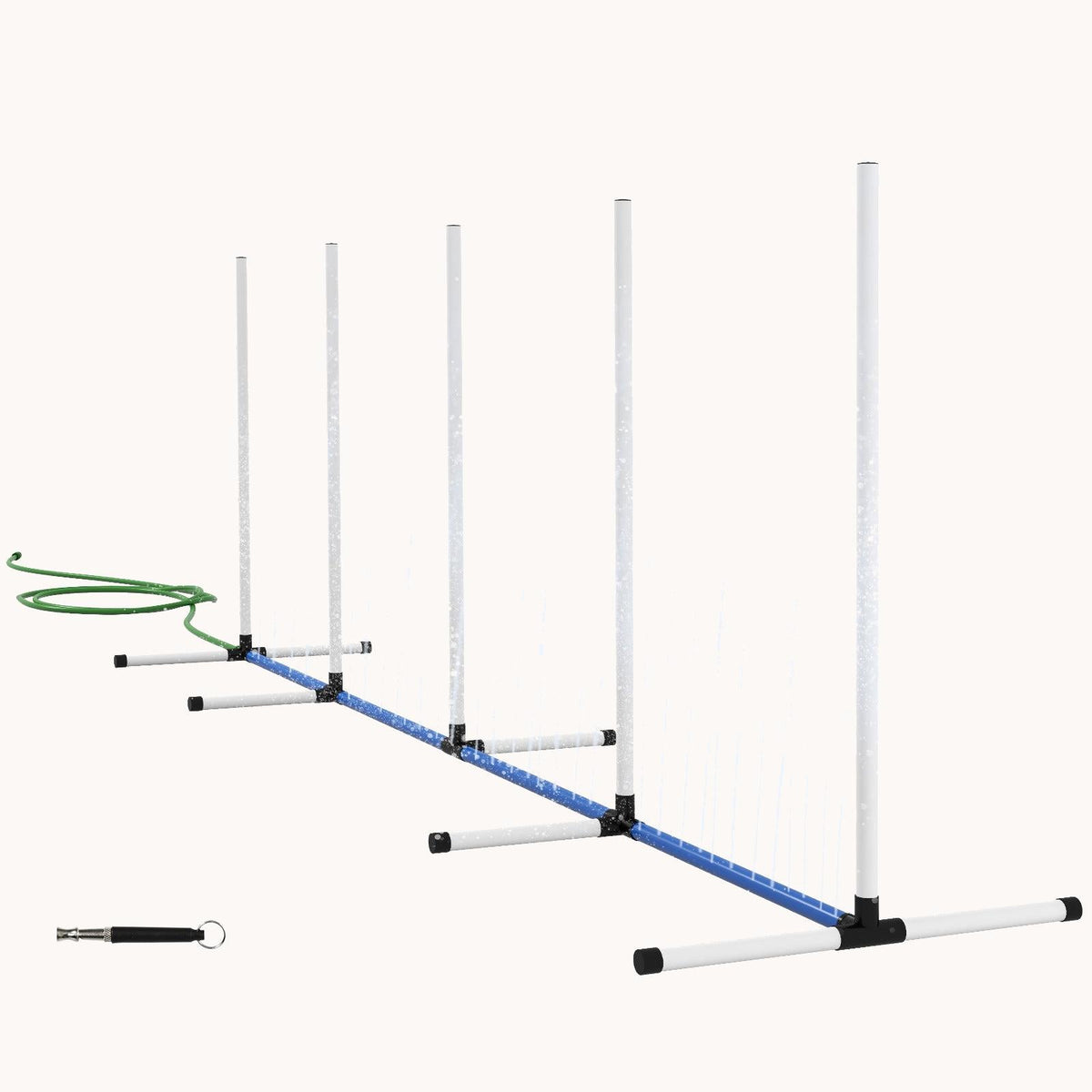 2-Piece Dog Agility Training Set with Spray Tube, Weave Poles, Whistle & Bag for Outdoor Use ?§C White**