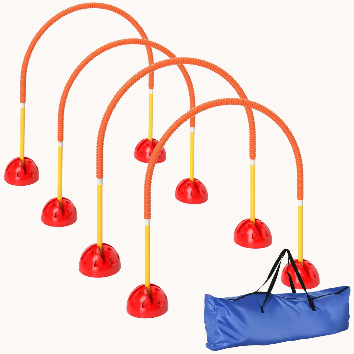 4-Piece Dog Agility Set with Adjustable Doors, Carry Bag, Portable & Easy Assembly, Orange