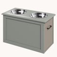 Load image into Gallery viewer, Elevated Dog Feeding Station with 2 Steel Bowls and Storage for Large Dogs, Gray
