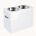 Load image into Gallery viewer, Elevated Dog Feeding Station with 2 Steel Bowls and Storage for Large Dogs, White
