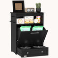 Load image into Gallery viewer, Dog Feeder Station with Dog Food Storage Container, Hidden Dog Bowls & Side Hooks, Black
