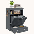 Load image into Gallery viewer, Dog Feeder Station with Dog Food Storage Container, Hidden Dog Bowls & Side Hooks, Gray
