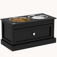 Load image into Gallery viewer, Raised Dog Bowls Double Diner with Storage Drawer Containing 11L Capacity, Black
