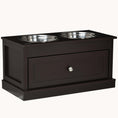 Load image into Gallery viewer, Raised Dog Bowls Double Diner with Storage Drawer Containing 11L Capacity, Brown
