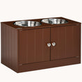 Load image into Gallery viewer, Raised Dog Bowl Stand with Storage Cabinet Containing Large 44L Capacity, Brown
