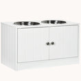 Load image into Gallery viewer, Raised Dog Bowl Stand with Storage Cabinet Containing Large 44L Capacity, White
