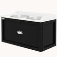 Load image into Gallery viewer, Dog Bowl Stand with Storage, 2 Elevated Pet Dish Bowls Set for Large Dogs, White and Black
