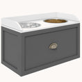 Load image into Gallery viewer, Dog Bowl Stand with Storage, 2 Elevated Pet Dish Bowls Set for Large Sized Dogs, Gray
