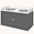 Load image into Gallery viewer, Dog Bowl Stand with Storage, 2 Elevated Pet Dish Bowls Set for Large Sized Dogs, Gray
