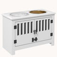 Load image into Gallery viewer, Dog Feeding Station with with 2-Bowls & Large Storage Cabinet Containing, White
