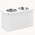 Load image into Gallery viewer, Dog Feeding Station with Slow Feeder Mat, 3 Stainless Steel Bowls for Large Dogs, White
