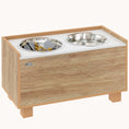 Load image into Gallery viewer, Dog Bowl Stand with Elevated Slow Feeder, Storage for Large Dogs, Oak
