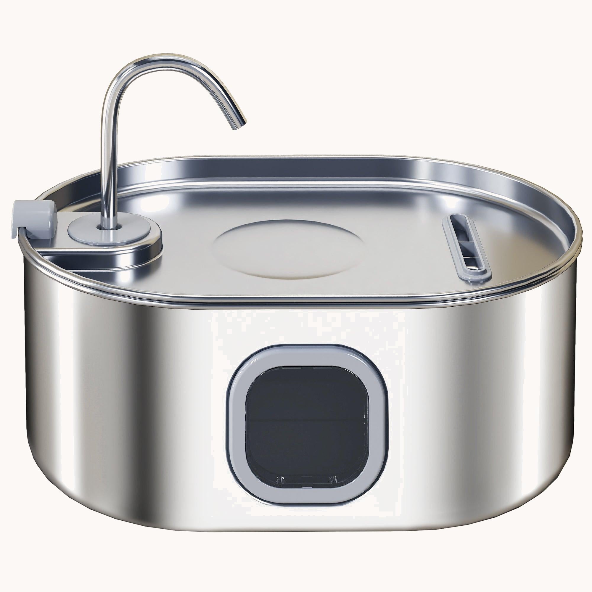 7L Stainless Steel Pet Water Fountain with Filters Quiet Pump for Cats & Dogs