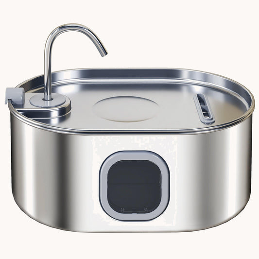 7L Stainless Steel Pet Water Fountain with Filters Quiet Pump for Cats & Dogs
