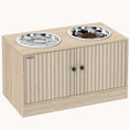 Load image into Gallery viewer, Elevated Dog Bowl Stand with Storage Cabinet 2 Stainless Steel Bowls & Slow Feeder for Large Dogs Oak
