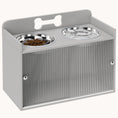 Load image into Gallery viewer, Elevated Dog Bowl Stand with Storage 2 Stainless Steel Bowls for Large Dogs Gray
