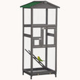 Load image into Gallery viewer, 65" Bird Aviary for Parrot Parakeet with Pull Out Tray and 2 Doors Grey

