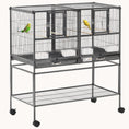 Load image into Gallery viewer, Divided Rolling Birdhouse Cage with Easy Clean Trays & Storage
