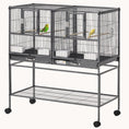 Load image into Gallery viewer, Divided Rolling Birdhouse Cage with Easy Clean Trays & Storage
