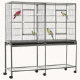Load image into Gallery viewer, 65" Double Rolling Bird Cage with Removable Divider & Accessories
