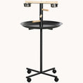 Load image into Gallery viewer, Mobile Parrot Play Stand with Mess-Free Tray & Wood Perches Grey
