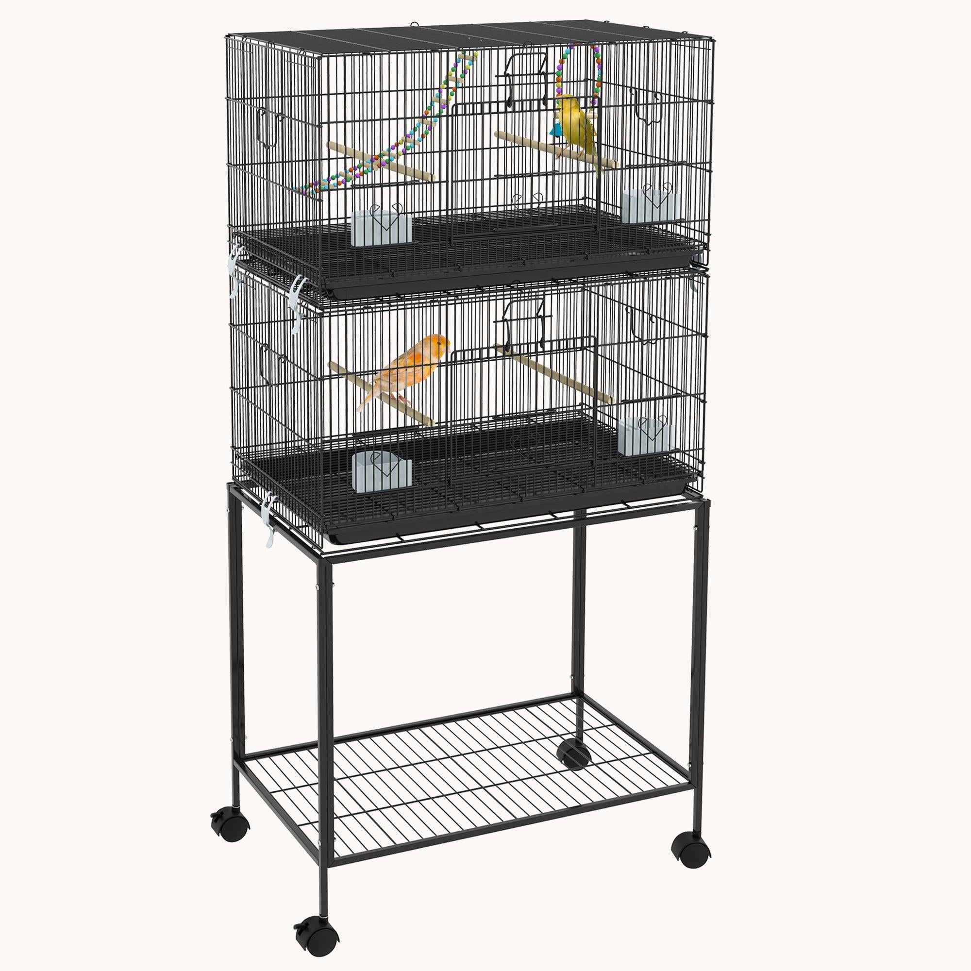 Dual-Level Parrot & Finch Deluxe Cage with Play Gym
