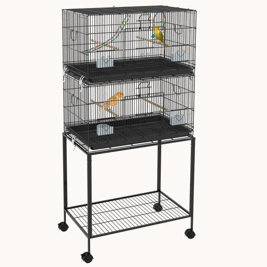 Dual-Level Parrot & Finch Deluxe Cage with Play Gym