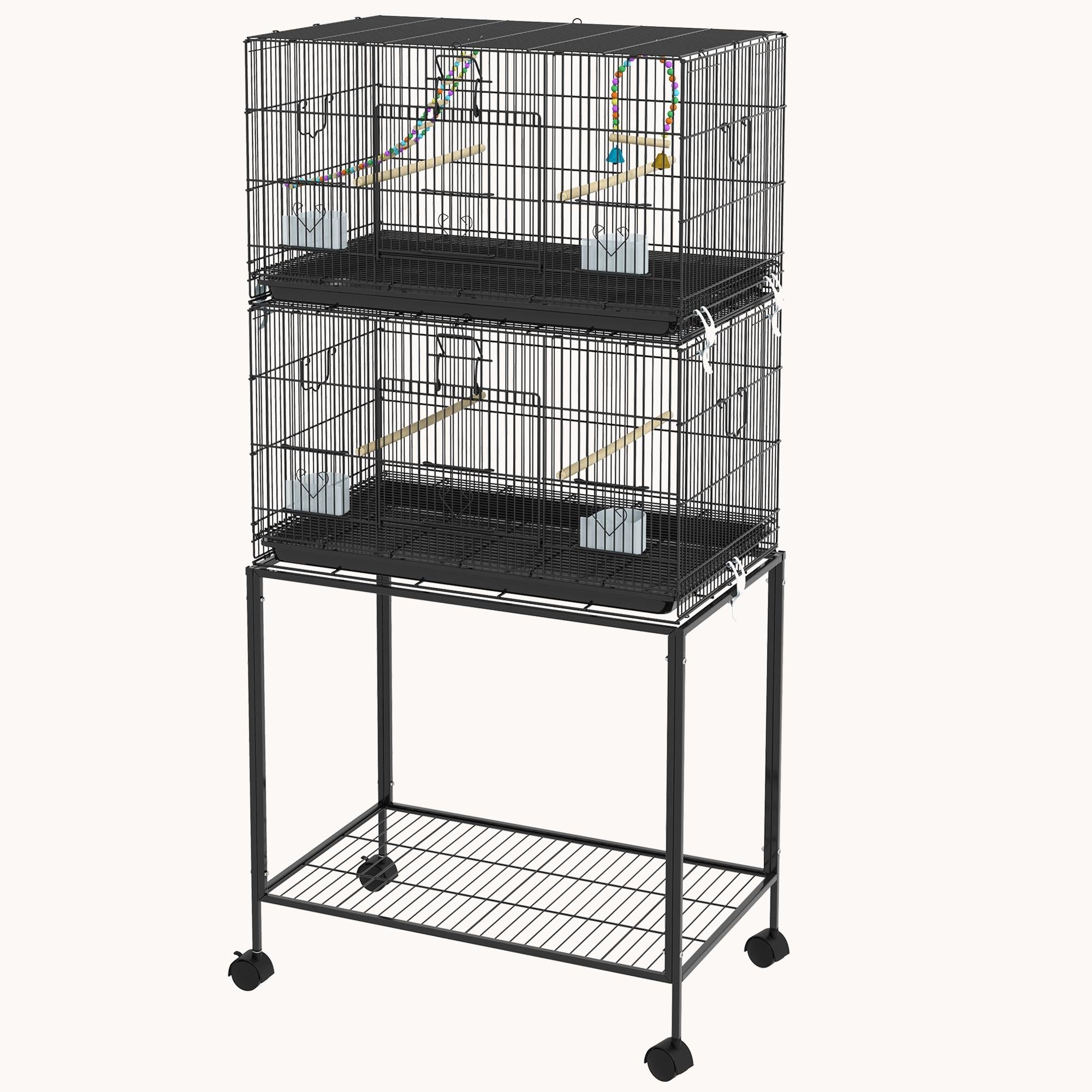 Dual-Level Parrot & Finch Deluxe Cage with Play Gym